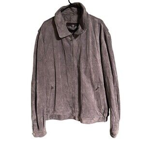 Flavor Mens Suede Leather Bomber Jacket Casual Coat 2XL Gray Airforce